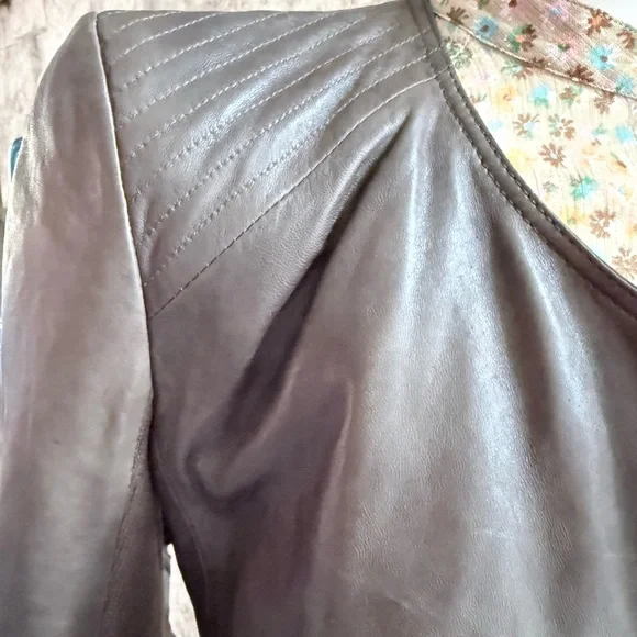 McGinn Magpie Convertible Leather Moto Jacket Zip-Off Hem Crop M - Picture 9 of 14